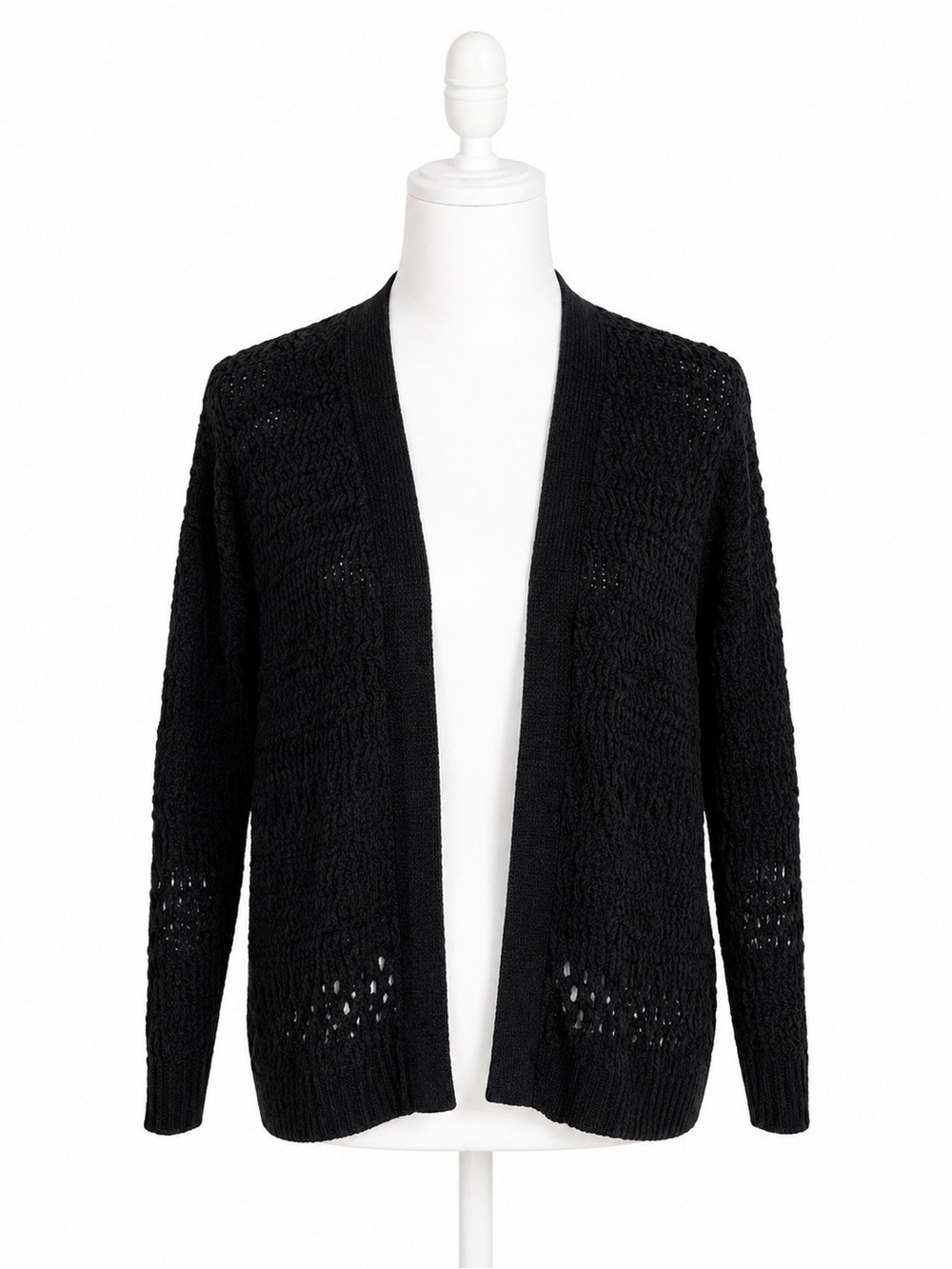 GAP Black Crochet Pointelle Open Front Knit Cardigan Sweater Womens Medium